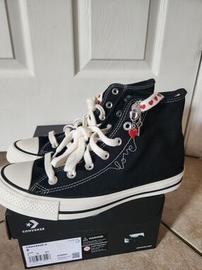 Converse Ctas High-Top Sneakers with Red Heart Charm